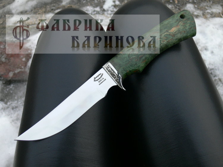 Нож Рысь-1 (сталь 95х18)стаб.карельская береза, мельхиор.