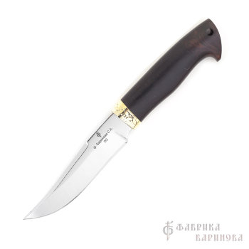 Нож Барс (сталь D2) рукоять черное дерево, п/литье латунь.