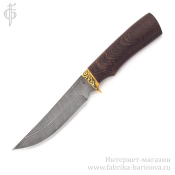 Нож Рысь-1 (сталь дамаск) рукоять венге п/литье латунь.