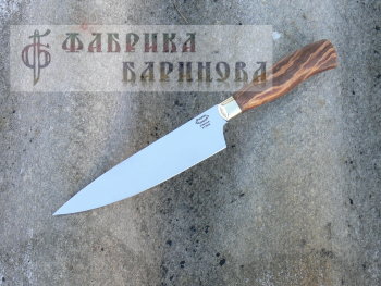 Нож кухонный Шеф-1 (сталь Х12МФ), рукоять карельская береза.