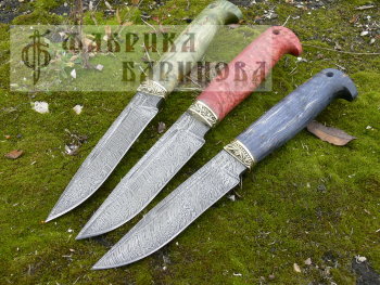 Нож Сокол-2 (сталь Дамаск), стабел. карельская береза.